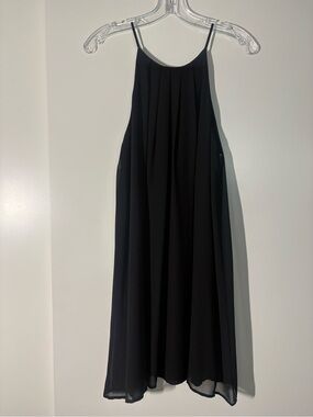 Silky Black Mini Cocktail Halter Top Slip Dress